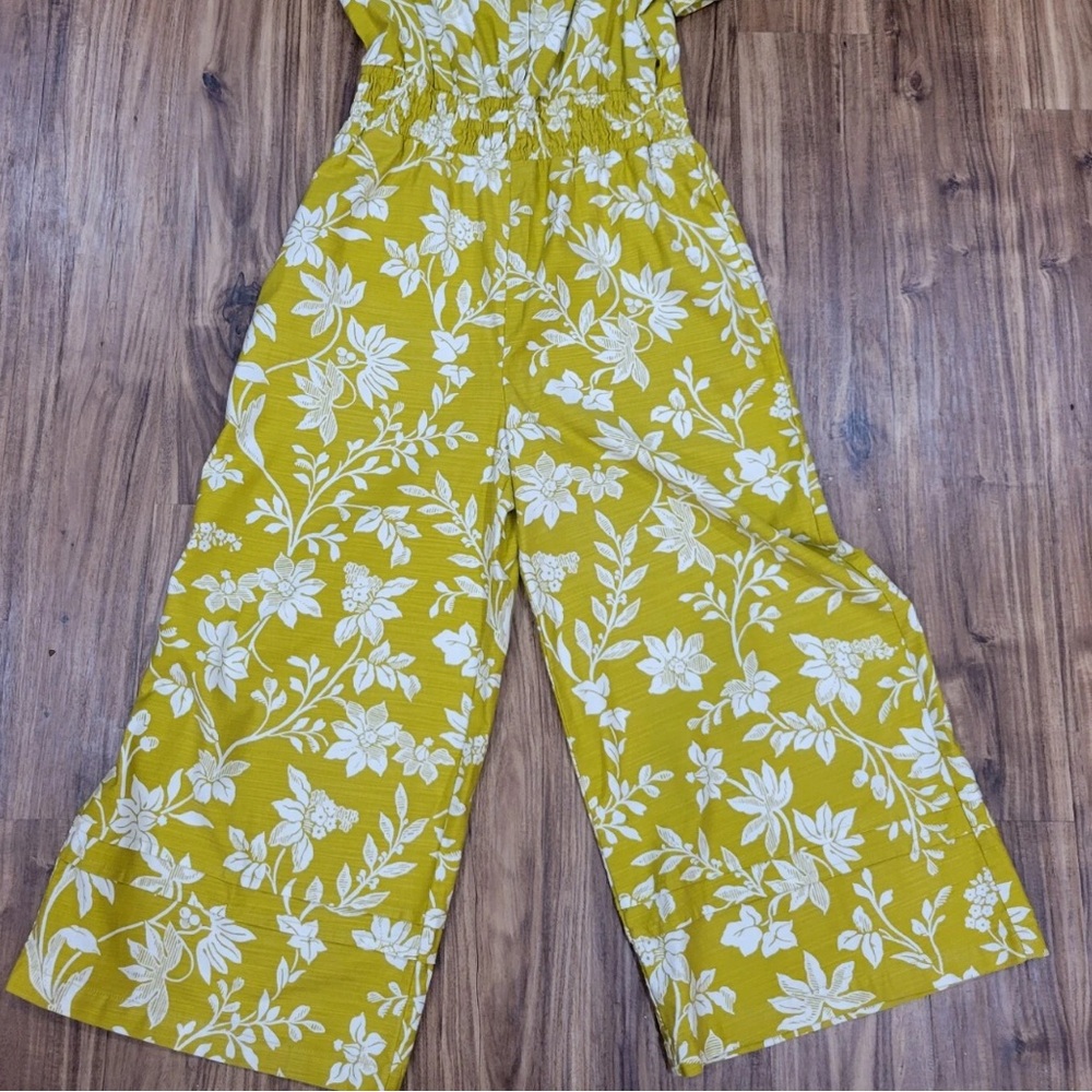 Anthropologie sleeveless Jumpsuit The Somerset Wide Leg Chartreuse Boho XS Tall - Picture 12 of 12